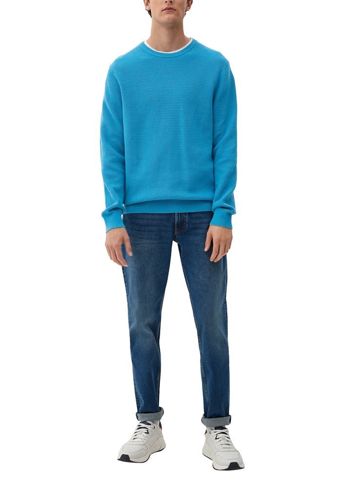 s.Oliver Herren Pullover Baumwollstrick Rundhals- Ausschnitt weiß,blau,schwarz S22  2118085 XXL | 0240 WHITE | 