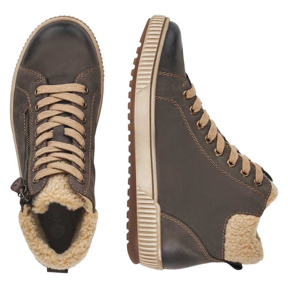 Remonte Damen Schnürschuh Sneaker High Leder TEX- Membrane Wechselfußbett grau S22 D0770-45 