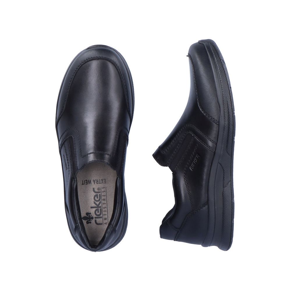 Rieker Antistress Herren Slipper Leder Extraweite Wechselfußbett schwarz S13 14850-01 