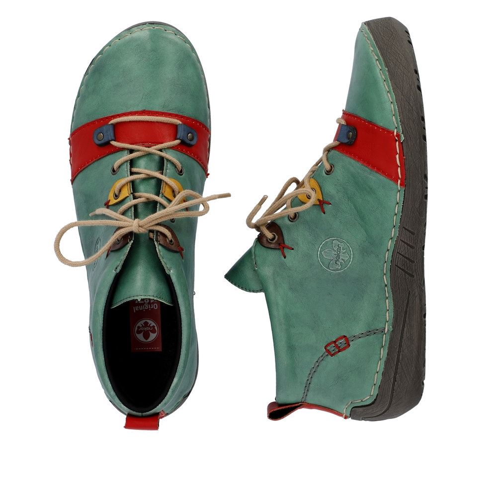 Rieker Antistress Damen Schnürschuh mehrfarbige Ösen grün S23  52507-52 