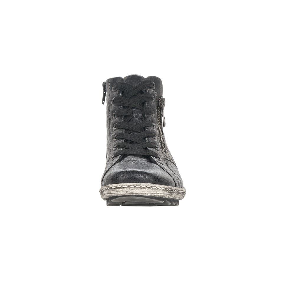 Remonte Stiefelette Schnürstiefel Reißverschluss Tex Membran Wechselfußbett schwarz grau  R1497-45 
