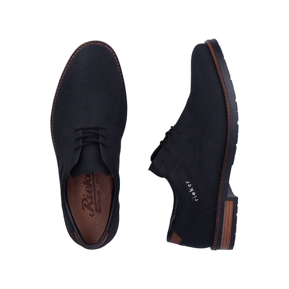 Rieker Antistress Herren Schnürschuh klassisch strukturiertes Obermaterial schwarz S22 14614-00 40 | schwarz/schwarz | G