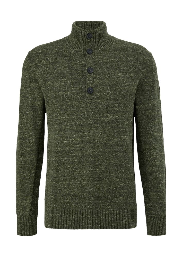 s.Oliver Pullover Melierter Troyer aus Baumwolle S22 2118091 XL | 78W1 GREEN | 