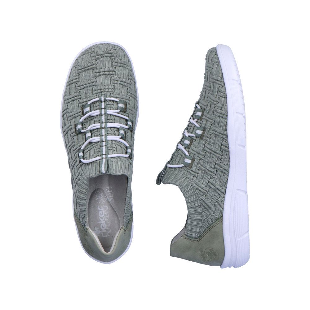 Rieker Antistress Damen Slipper Schlupfschuh Wechselfußbett Textil grün S13 L7463-52 