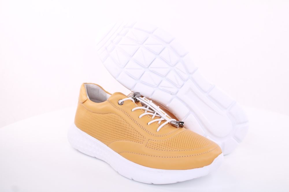 PETER ERIKSON Damen Sneaker Leder Wechsel- Fußbett gelb, grau S13 231508 