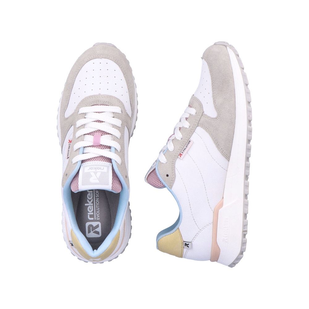 Rieker EVOLUTION Damen Sneaker Leder-mix farbige Details weiß S13  W0600-90 