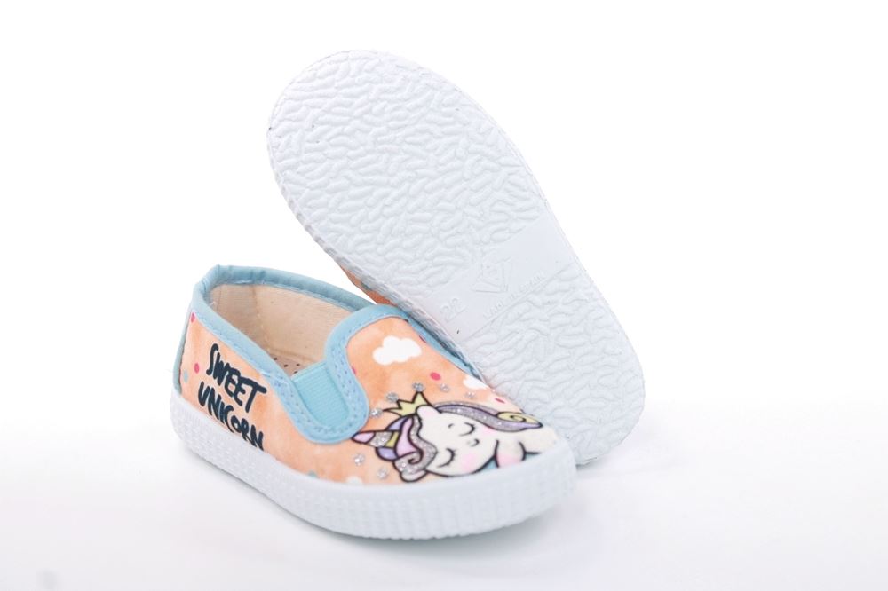 s`knöpfli Kinder Hausschuh Schlupfschuh Mädchen Einhorn- Motiv orange S13 V28851 