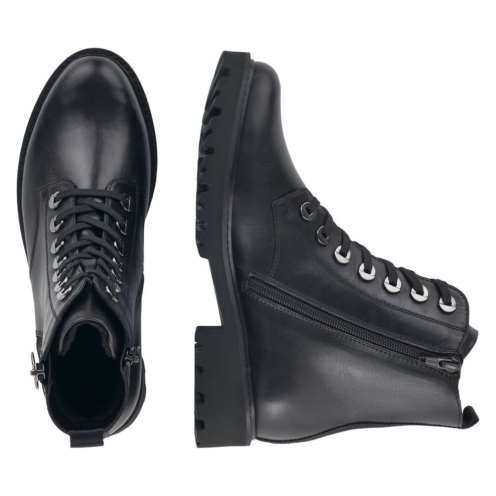 Remonte Damen Schnürstiefelette Leder schwarz S22 D8671-01 