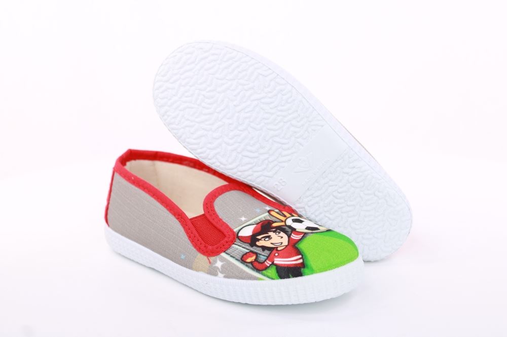 s`knöpfli Kinder Hausschuh Schlupfschuh Fussball- Motiv grau S13 V28902 