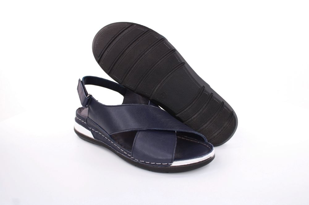 PETER ERIKSON Damen Sandale Leder Comfort- Fußbett blau S13 221530 