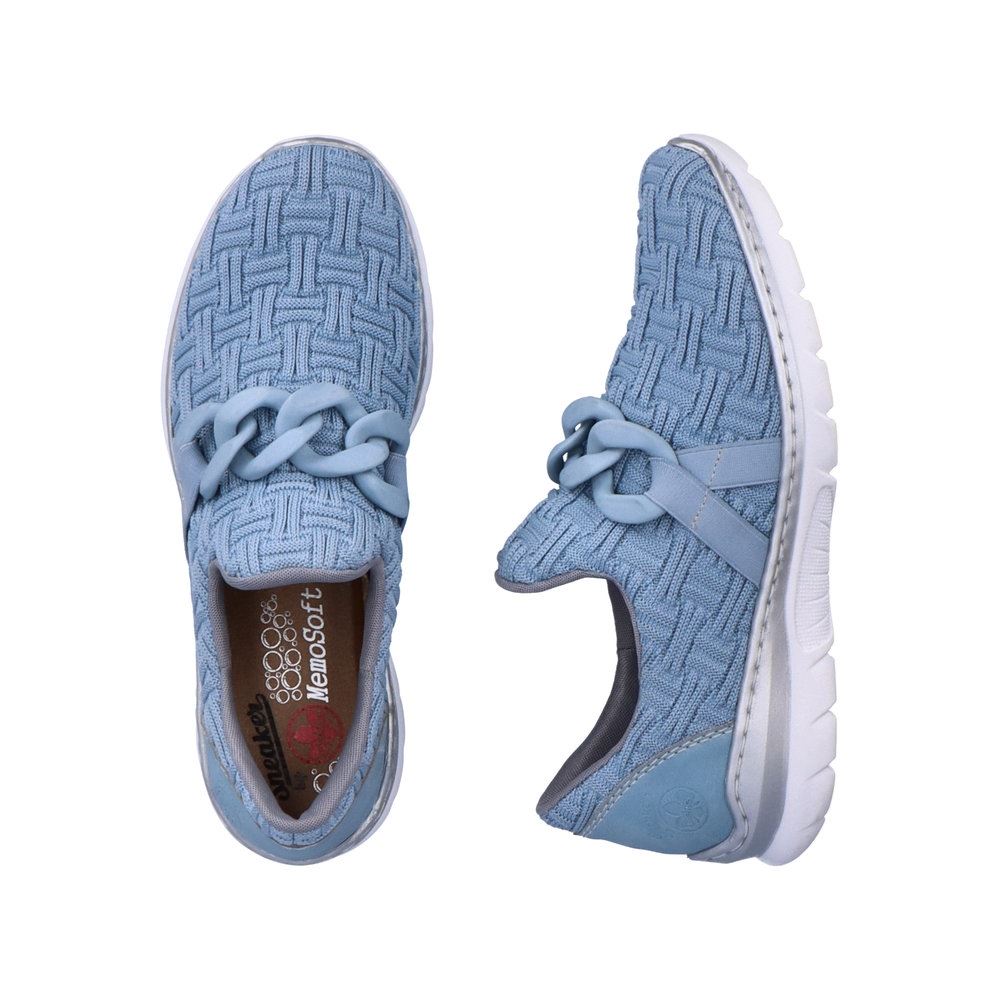 Rieker Antistress Damen Slipper Textil Kettendetail blau S13 L3270-12 