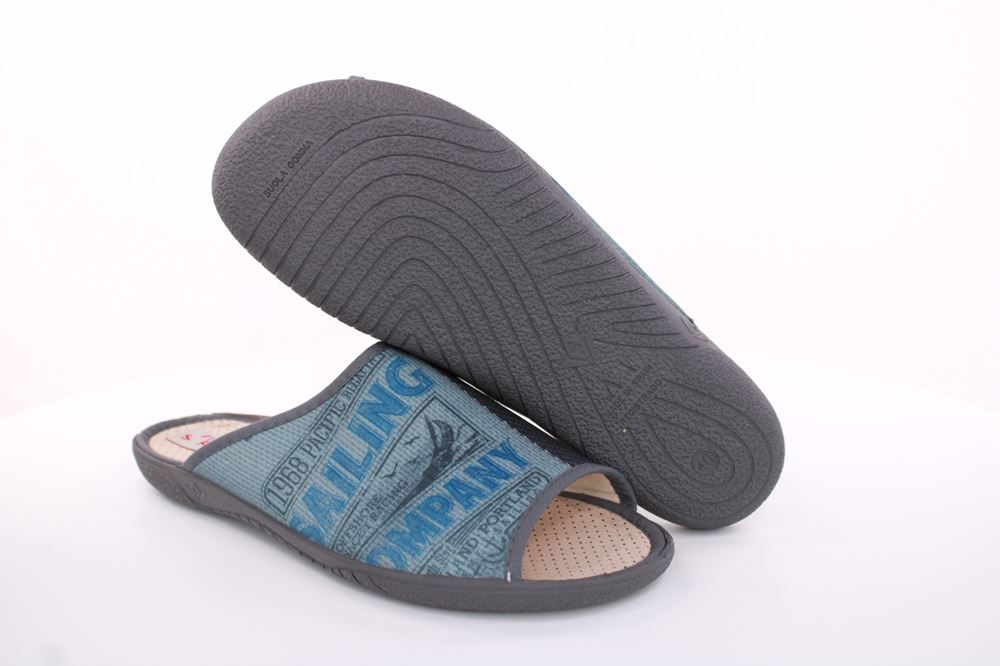 s`knöpfli Herren Pantolette Hausschuh blau S13 AC10786 