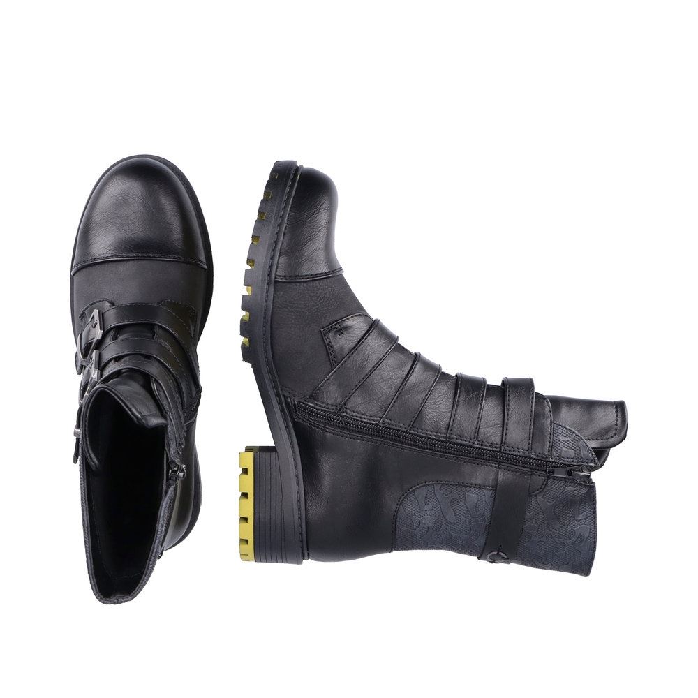 Rieker Antistress Stiefel Boots Schnallen schawrz S21 92364-00 40 | schwarz/schwarz | F