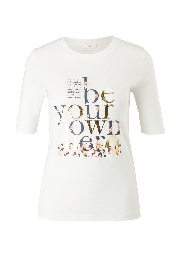 s.Oliver Shirt mit Frontprint Rundhals weiß 2111789 