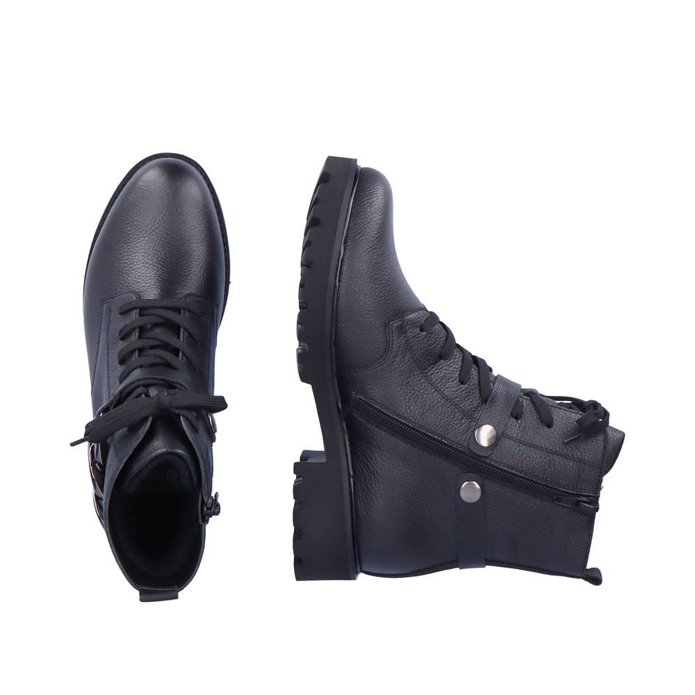 Remonte Damen Schnürboots Schnürstiefel Kettendetail Leder schwarz S22 D8699-00 40 | schwarz/schwarz | G