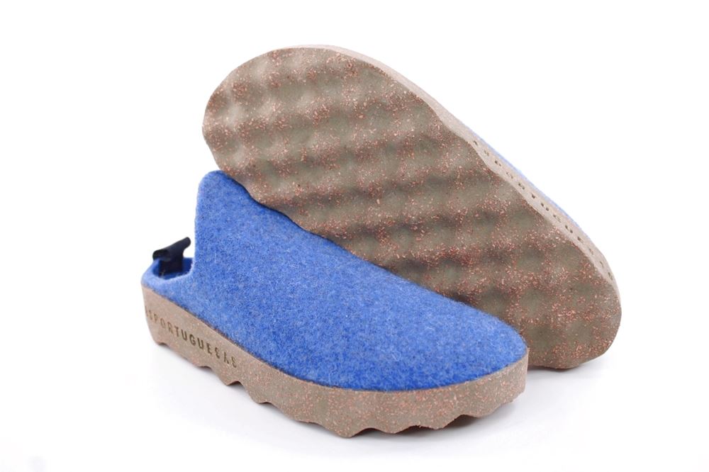 ASPORTUGUESAS Damen Pantolette Wolle Kork vegan Nachhaltig blau S22 P018023052 
