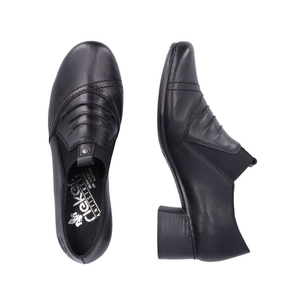 Rieker Antistress Damen Slipper Trotteur Leder Blockabsatz schwarz S23 41657-00 