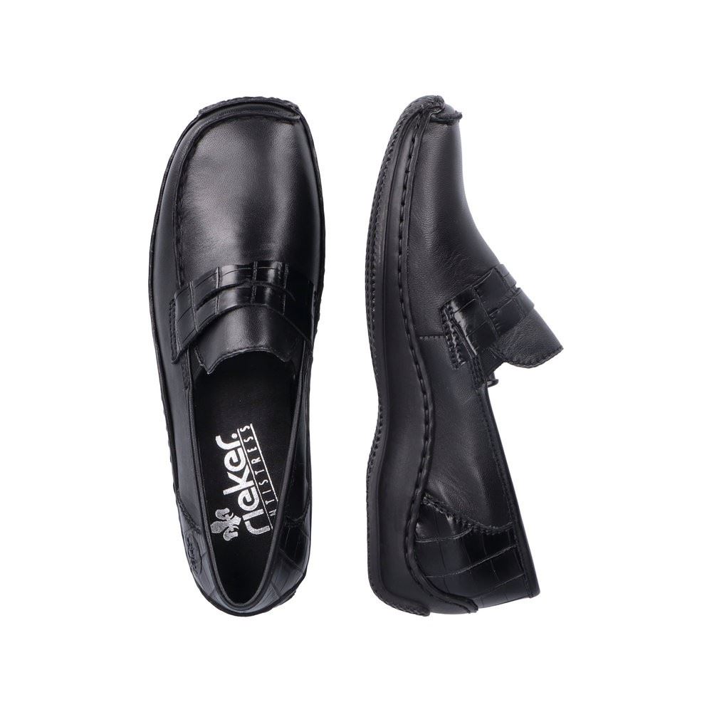 Rieker Antistress Damen Slipper Schlupfschuh Leder schwarz S22  L1752-00 38 | schwarz/schwarz | E