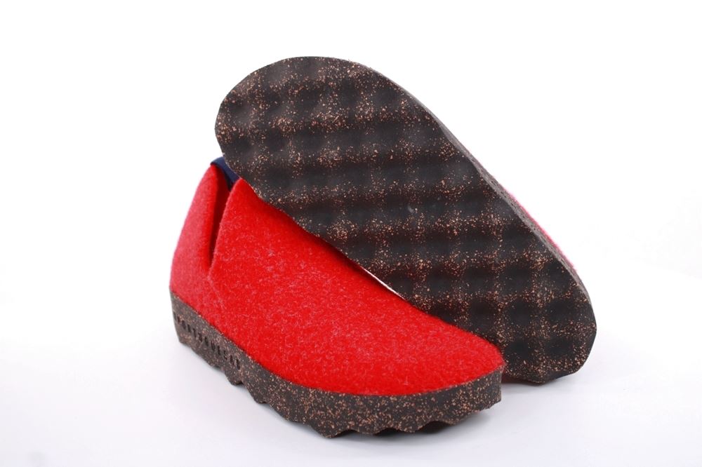 ASPORTUGUESAS City Round Toe Schuh Damen Wolle Kork- Sohle vegan rot  S22 P018003049 
