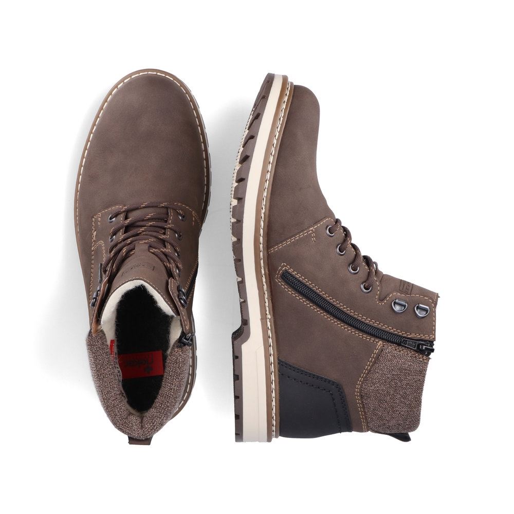rieker Antistress Herren Schnürstiefel TEX- Membran braun S21  F3812-25 41 | schoko/schwarz/ | G