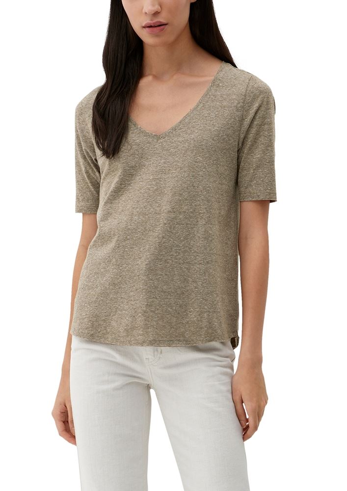 s.Oliver T-Shirt mit Rollsaum weiß, grün, schwarz, orange S13  2130253 
