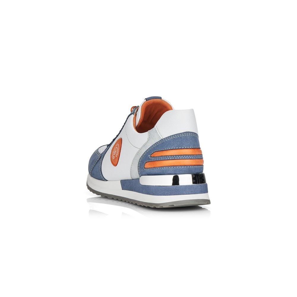 Remonte Sneaker Schnürer Leder blau kombi softfoam Wechselfußbett  R2527-15 38 | jeans/weiss/wei | F