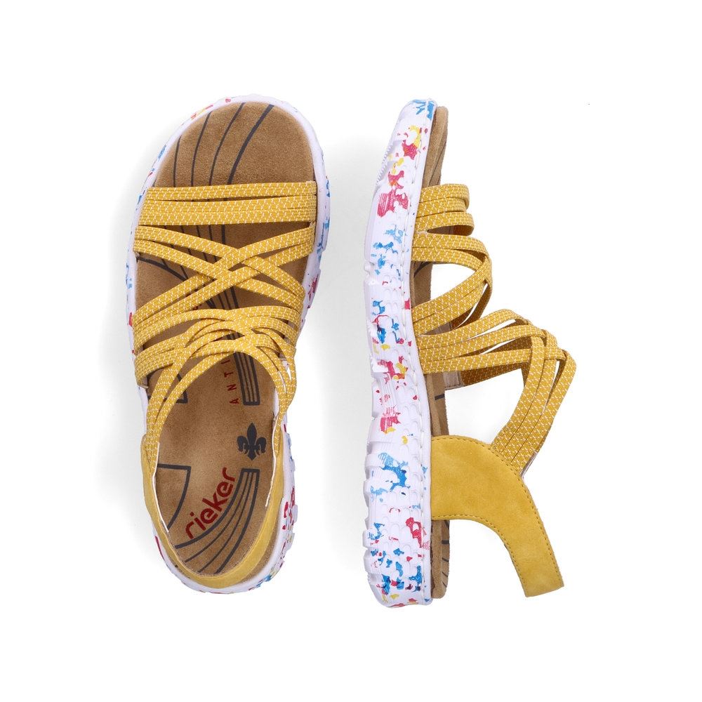 Rieker Antistress Damen Trekkingsandale ultraleicht  Gummibänder gelb S13 67898-68 