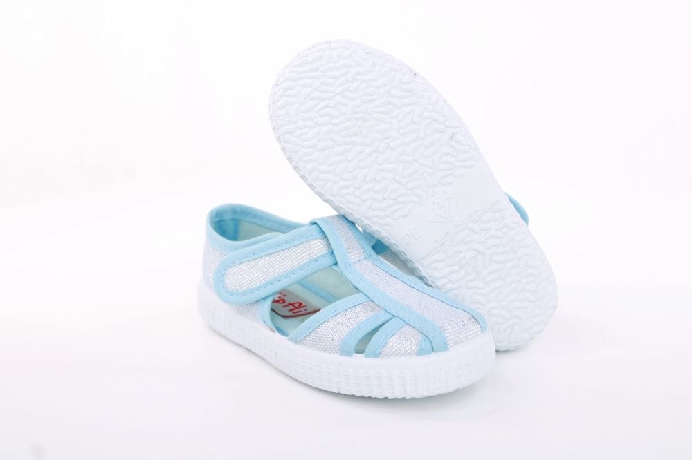 s`knöpfli Kinder Hausschuh Mädchen Glitzer- Effekt blau S13 V28970 