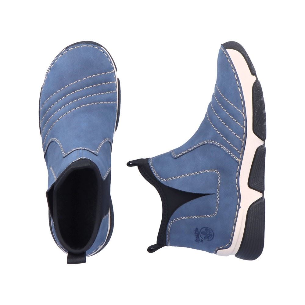 Rieker Antistress Damen Stiefelette Schlupfstiefelette blau S22 45980-14 37 | jeans/schwarz | F