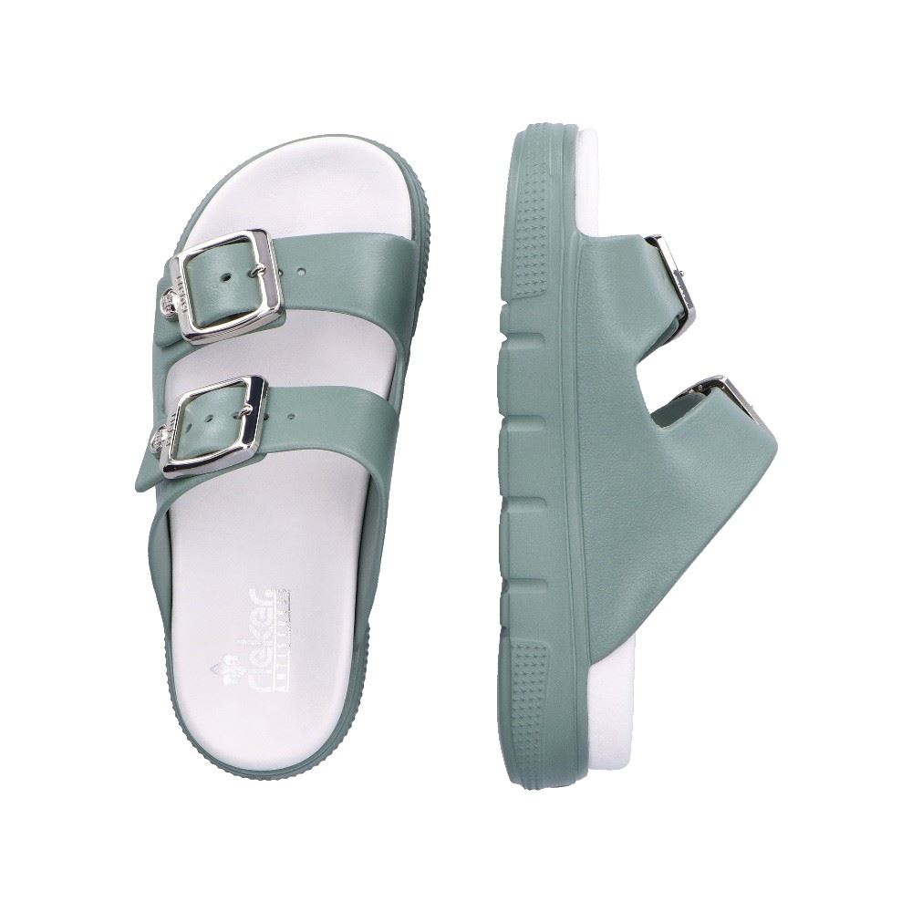 Rieker Antistress Damen Pantolette Plateausohle grün S12 P2180-52 