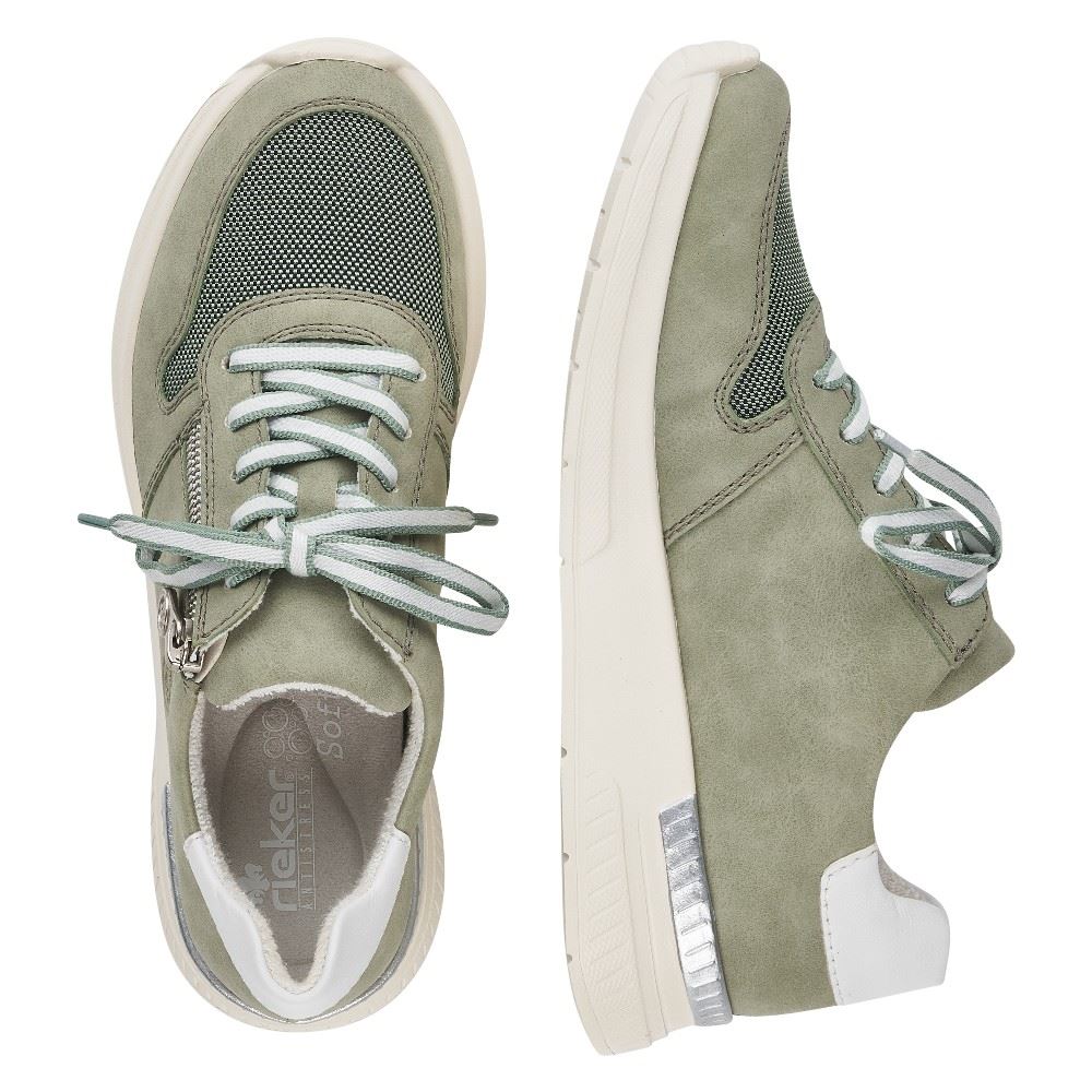 Rieker Antistress Damen Sneaker Reißverschluss Wechselfußbett grün S12  N4730-52 40 | pistazie/mint/w | G