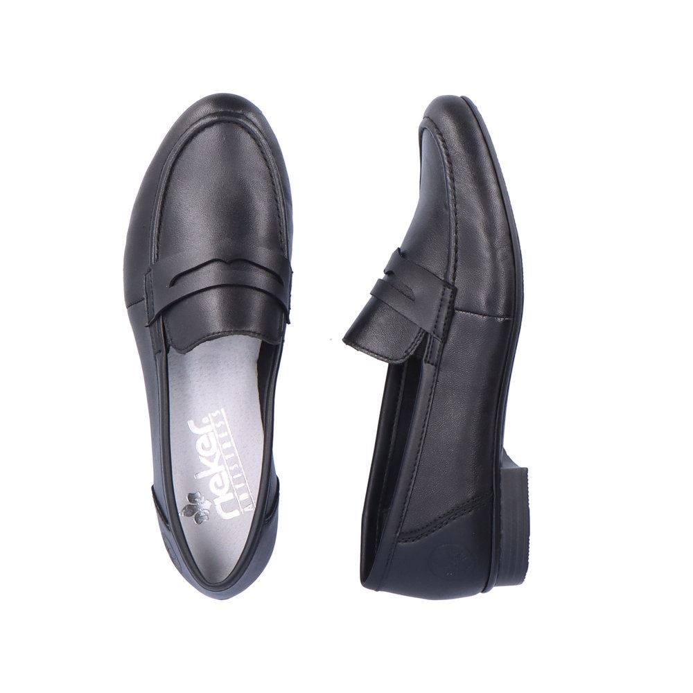 Rieker Antistress Damen Slipper Loafer elegant Leder schwarz S13 51954-01 