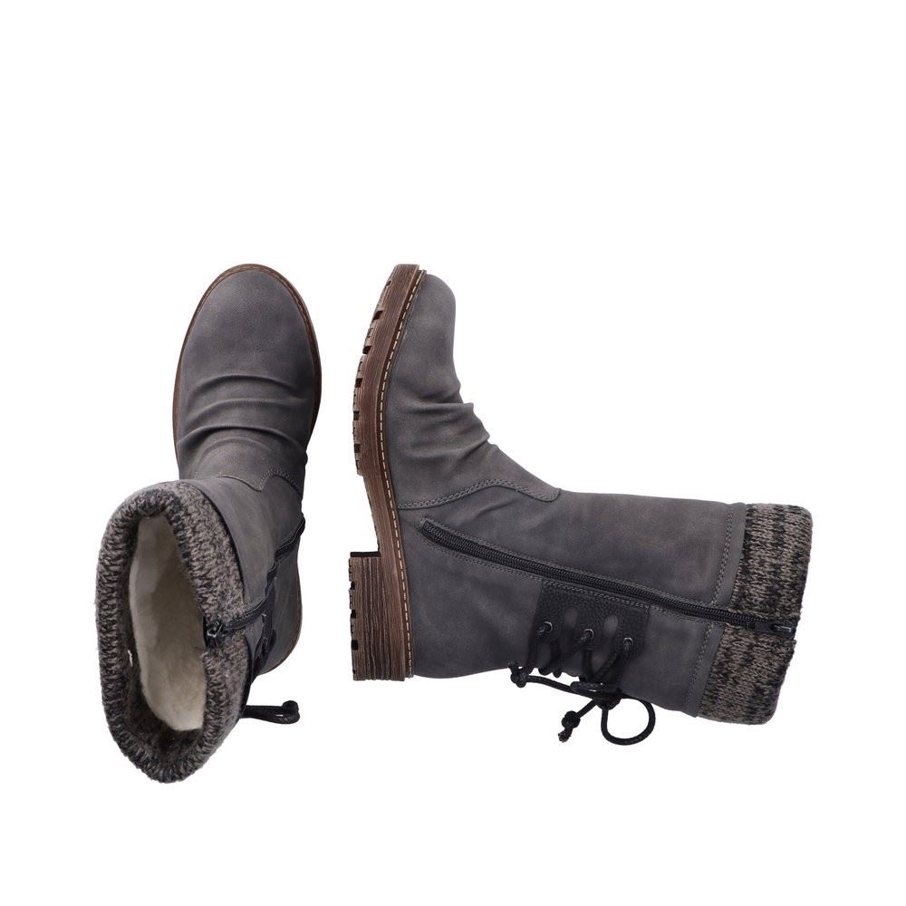 Rieker Antistress Damen Stiefel Strickbund TEX- Membran kuscheliges Warmfutter grau S22 Z4756-45 
