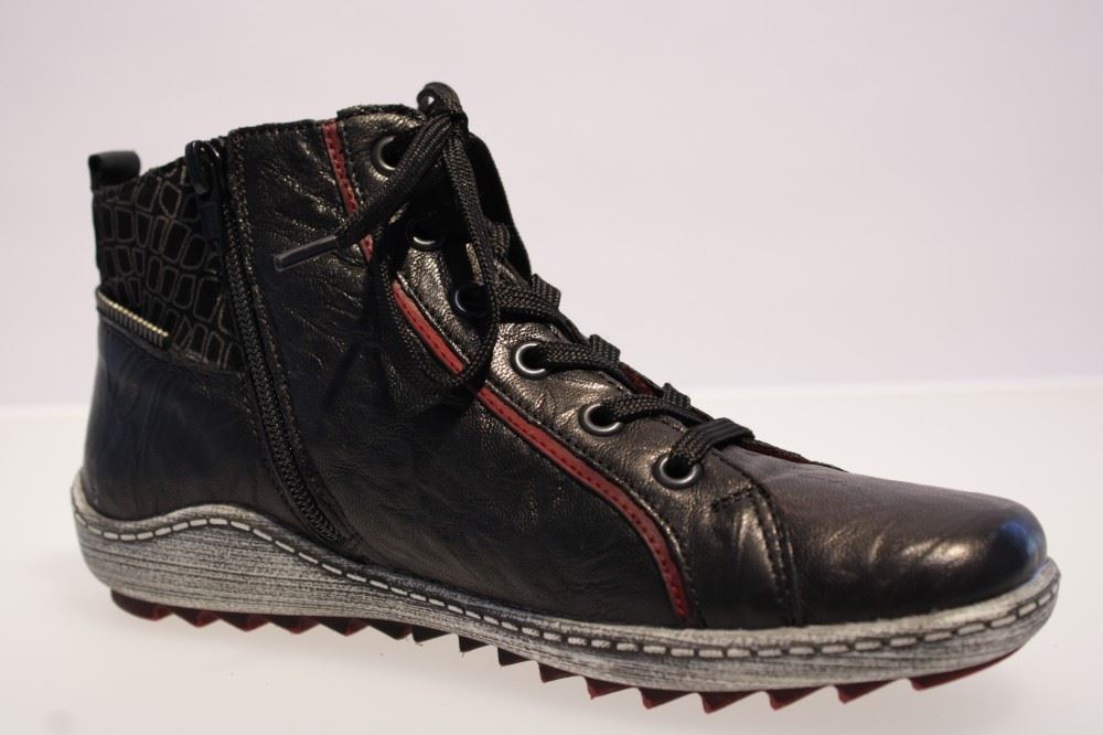 Remonte Sneaker Schnürstiefel Leder Reißverschluss R1494 