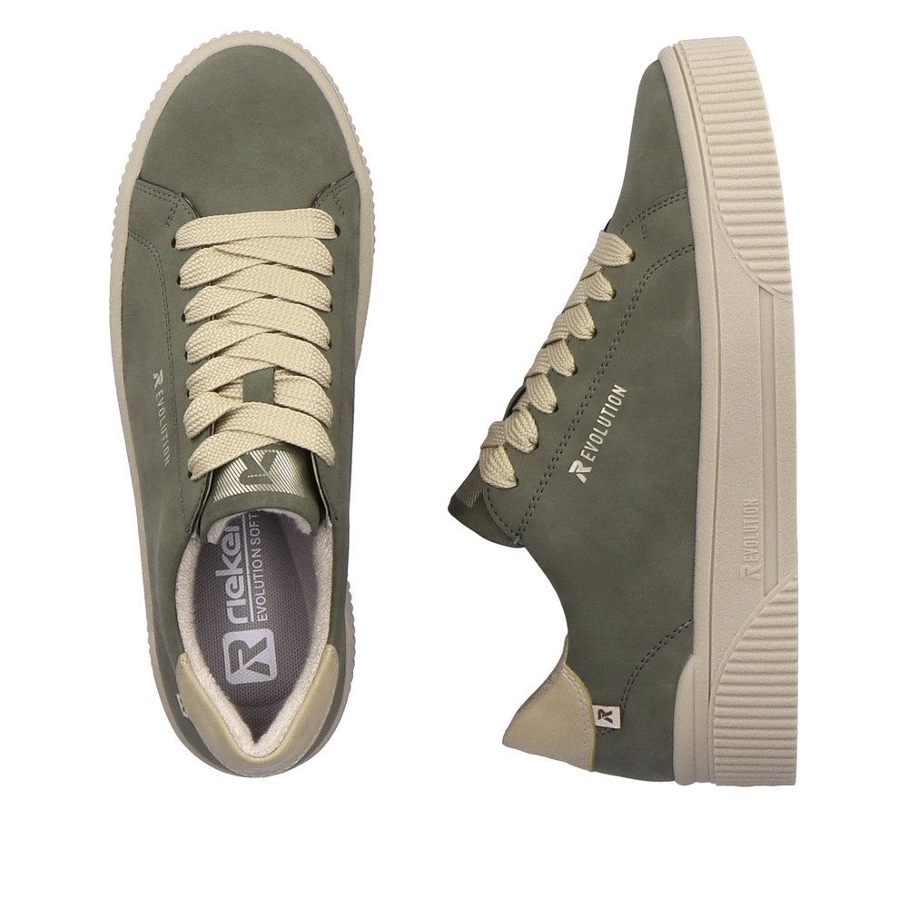 Rieker Evolution Damen Sneaker Plateau- Sohle Leder Wechselfußbett grün S23 W0704-54 