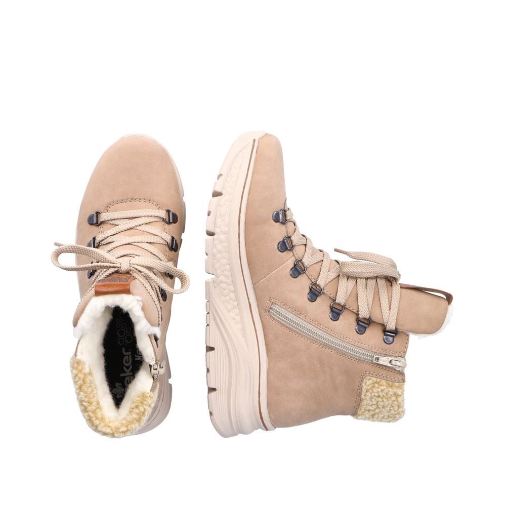 Rieker Antistress Damen Schürboot Schnürstiefelette TEX- Membran Warmfutter beige S22 48034-20 36 | camel/nuss/beig | F